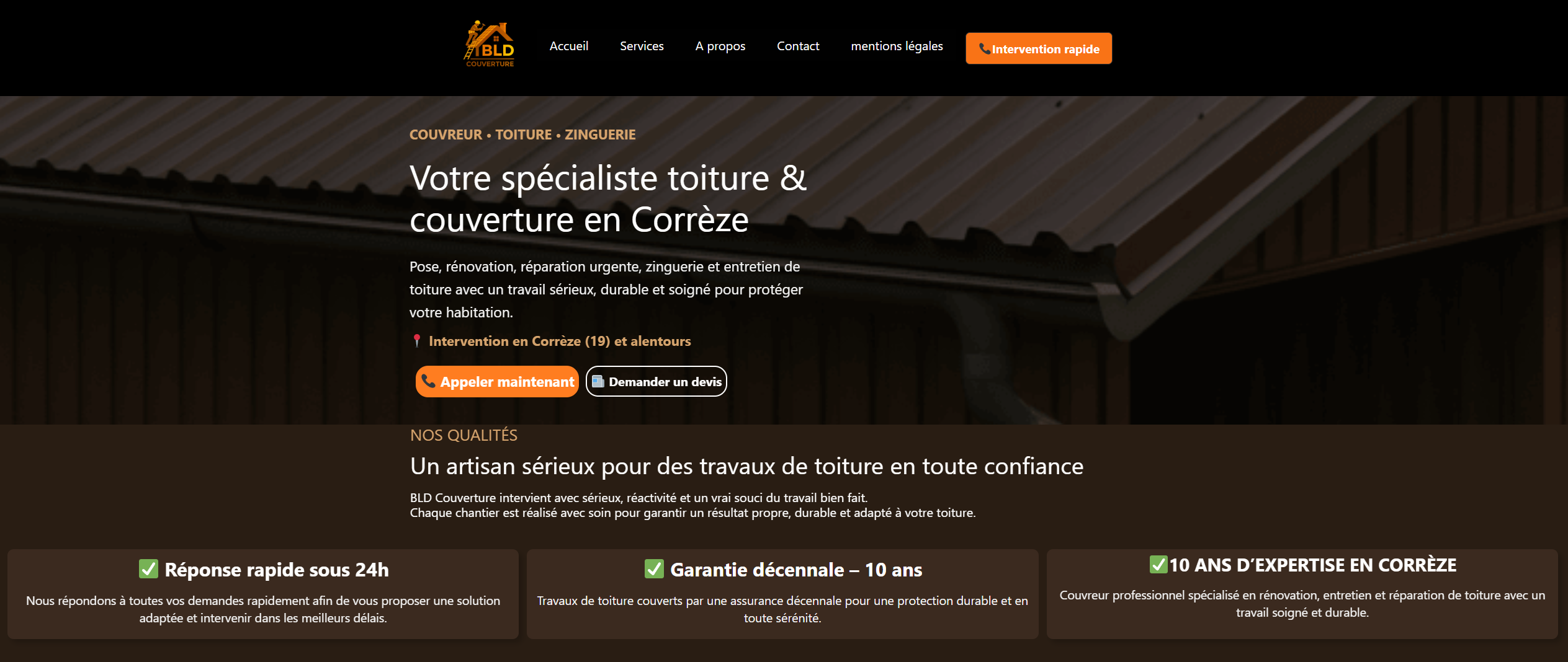 Création site internet artisan couverture